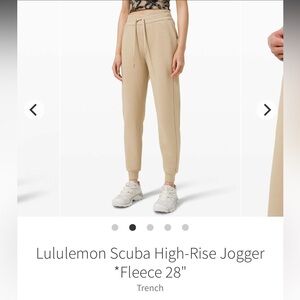 Lululemon Scuba High Rise Jogger fleece 28”